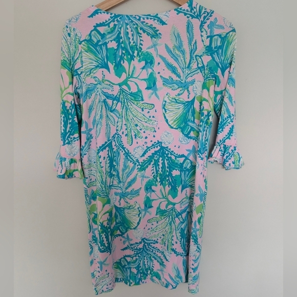 LILLY PULITZER Mini Sophie Dress Girls XL 12-14 Floral Ruffle Nautical Pink Blue - Picture 4 of 9